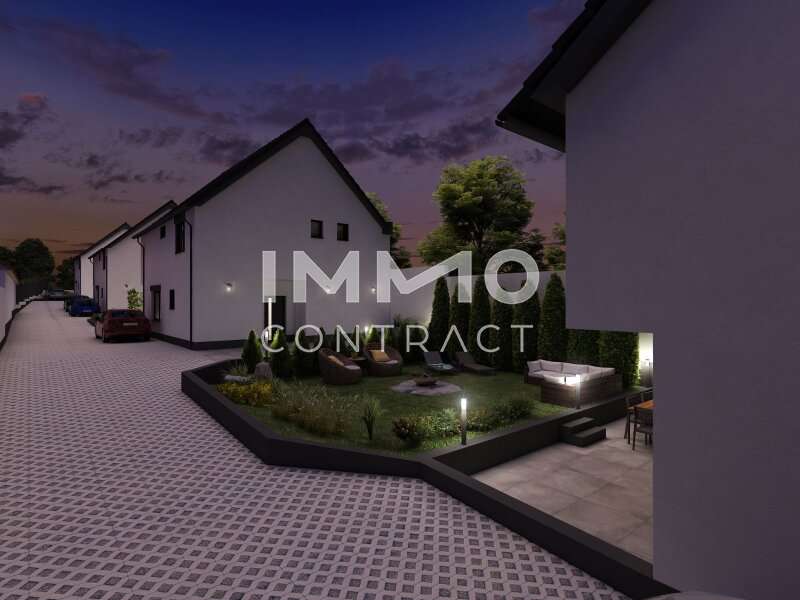 Gartenansicht Haus 1 Dämmerung