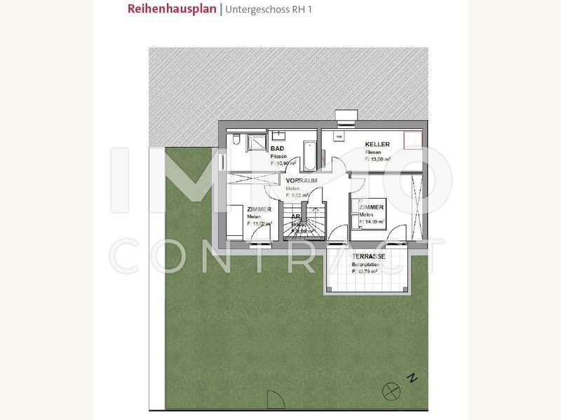 Reihenhausplan Untergeschoss RH1