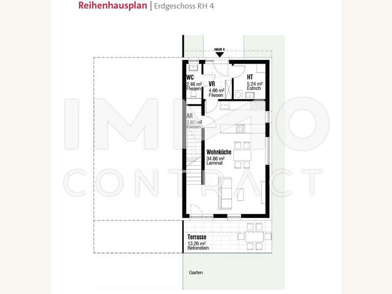 Reihenhausplan Erdgeschoss RH4