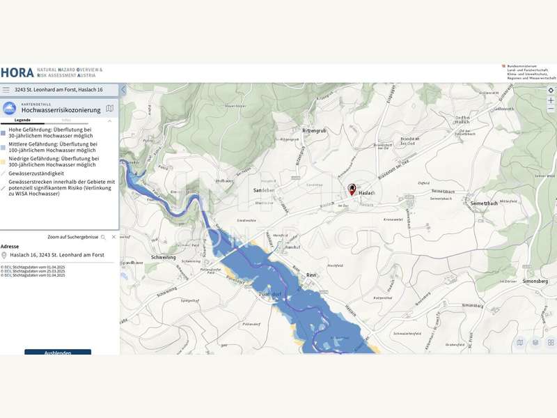 Einfamilienhaus St. Leonhard am Forst: HORA Hochwassersikikozonen HORA Hochwassersikikozonen