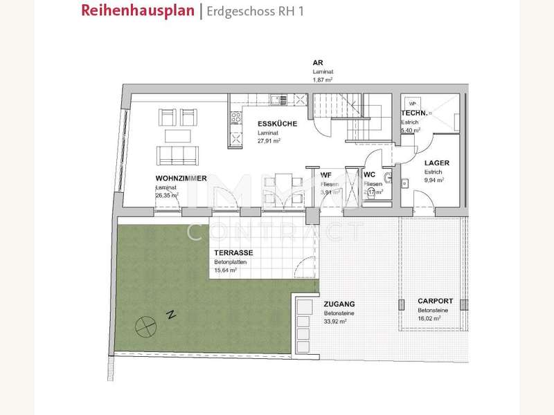 Reihenhausplan Edgeschoss RH1