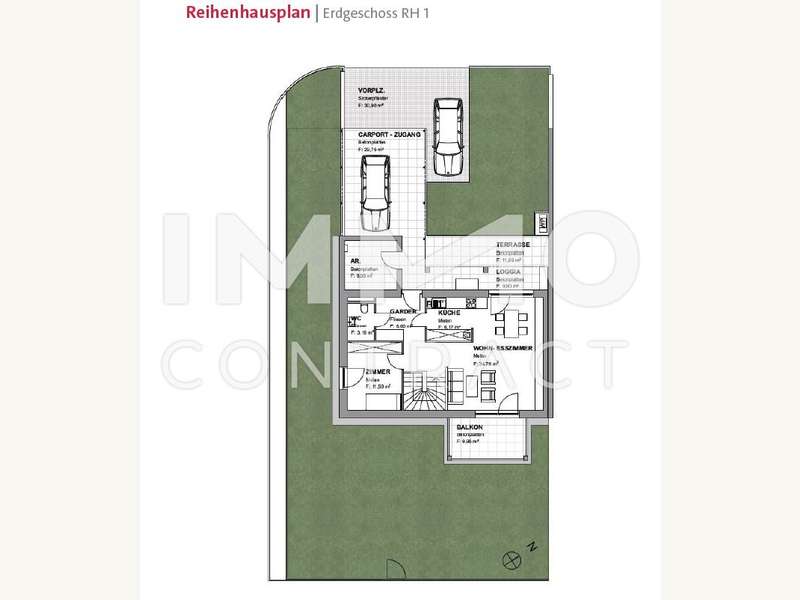 Reihenhausplan Erdgeschoss RH1