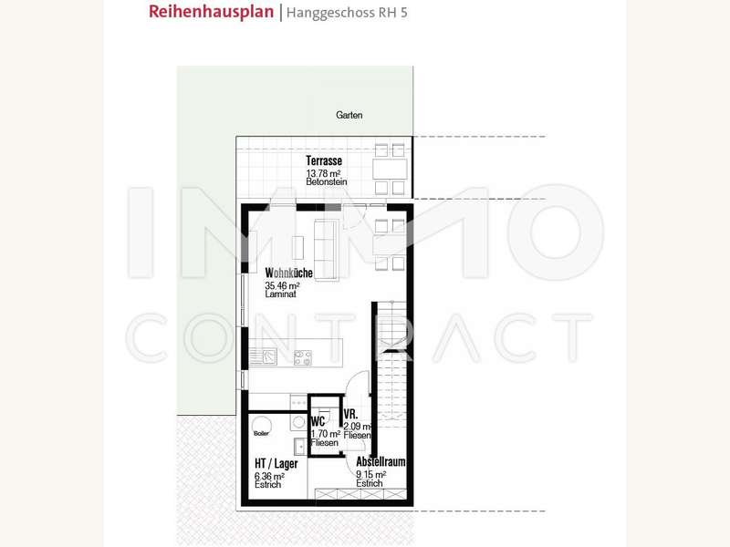 Reihenhausplan Hanggeschoss RH5