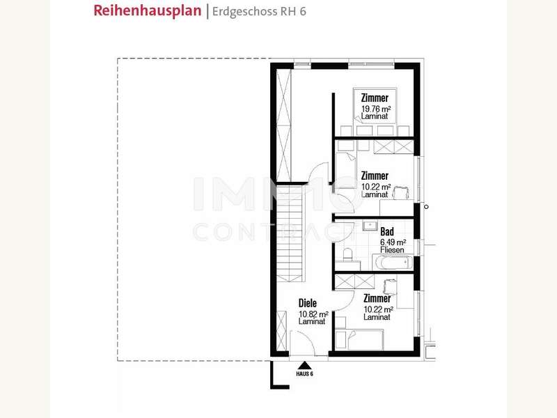 Reihenhausplan Erdgeschoss RH6