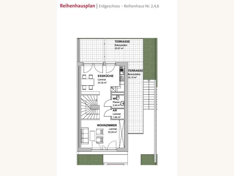 Reihenhaus 2,4,6 - Grundriss EG