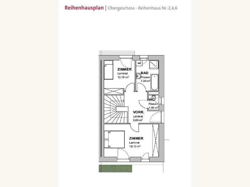 Reihenhaus 2,4,6 - Grundriss OG