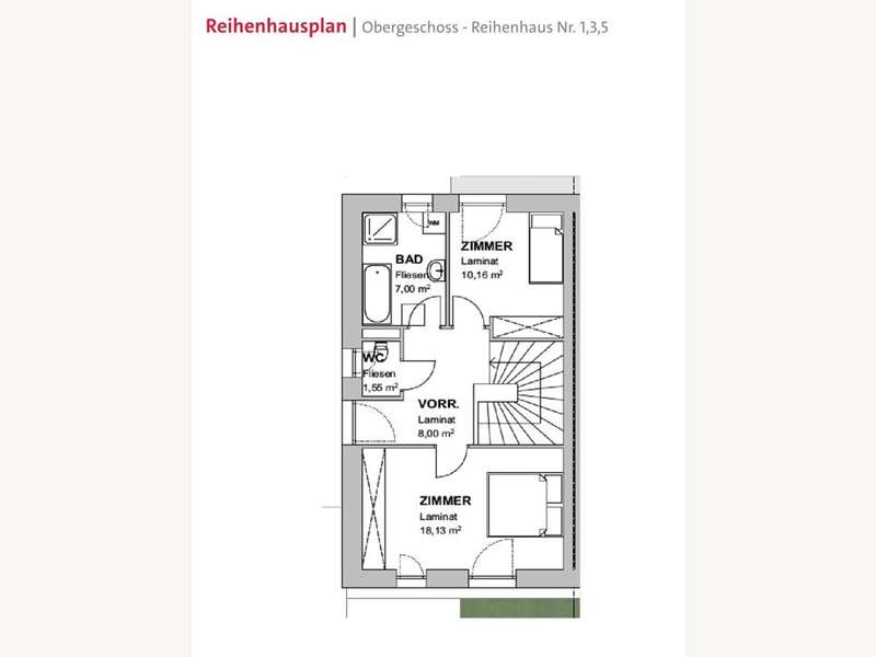 Reihenhaus 1,3,5 - Grundriss OG