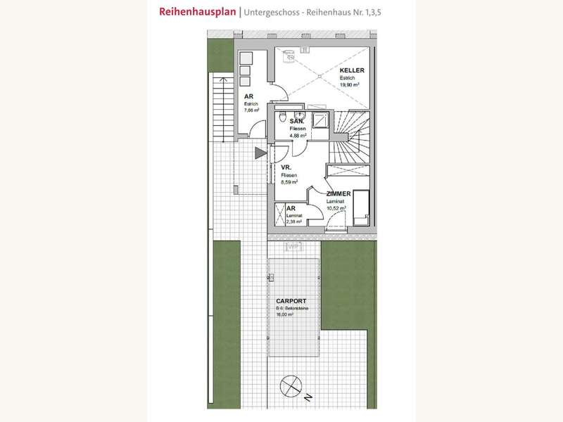 Reihenhaus 1,3,5 - Grundriss UG