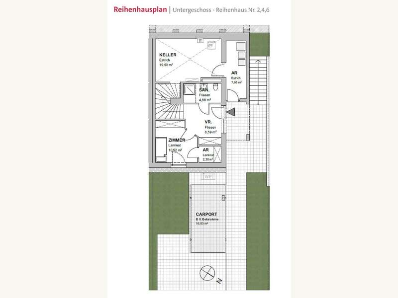 Reihenhaus 2,4,6 - Grundriss UG