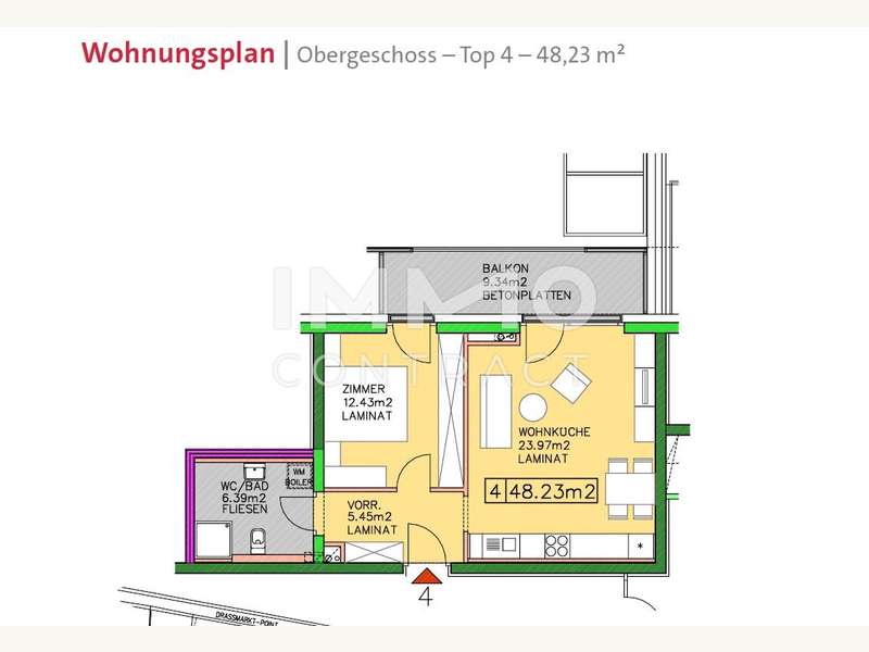 Wohnungsplan Obergeschoss Top4