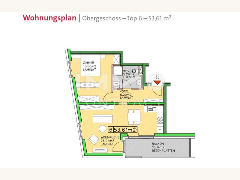 Wohnungsplan Obergeschoss Top6