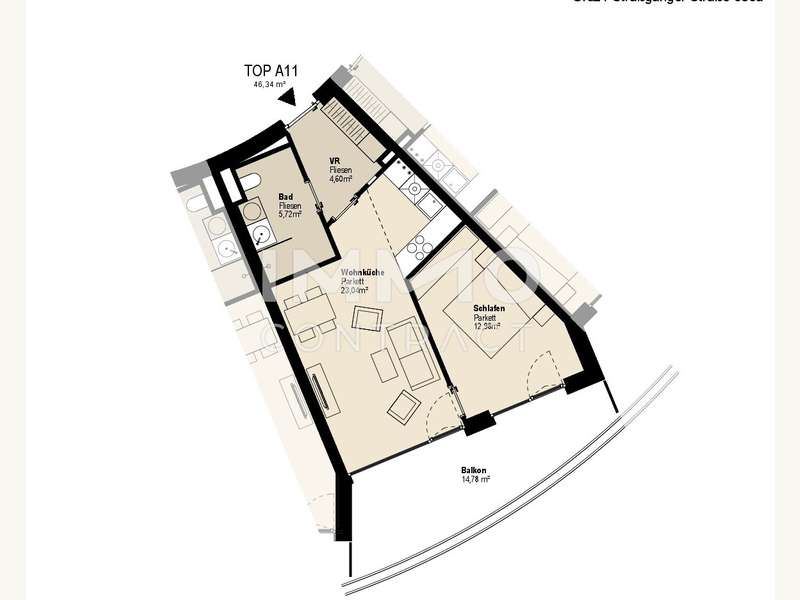 Mietwohnung Graz: 283_Paradies_Haus-A_Vermietungspläne_21-07-29-TOP (11) 283_Paradies_Haus-A_Vermietungspläne_21-07-29-TOP (11)