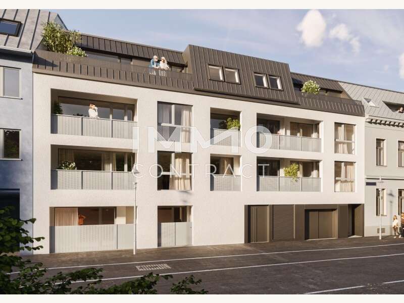 Straßenansicht IC Neubau Eingang und Autolift