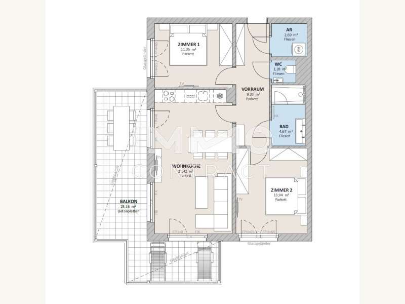 Eigentumswohnung Wien: Neulaa Top 5 Grundriss Neulaa Top 5 Grundriss
