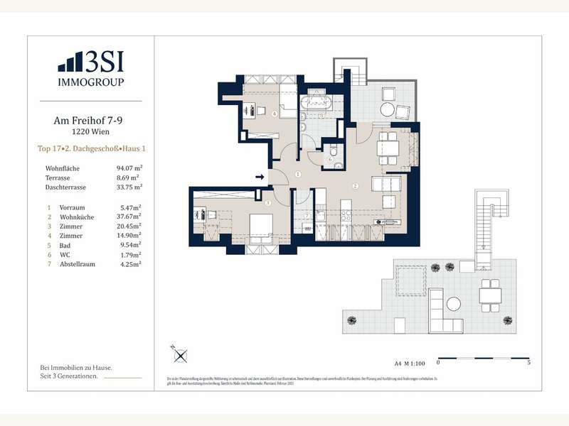 Dachgeschosswohnung Wien: 3SI_AmFreihof7-9_Wohnungsplaene_gesamt_-17 3SI_AmFreihof7-9_Wohnungsplaene_gesamt_-17