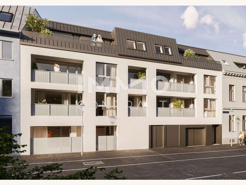 Straßenansicht IC Neubau Eingang und Autolift
