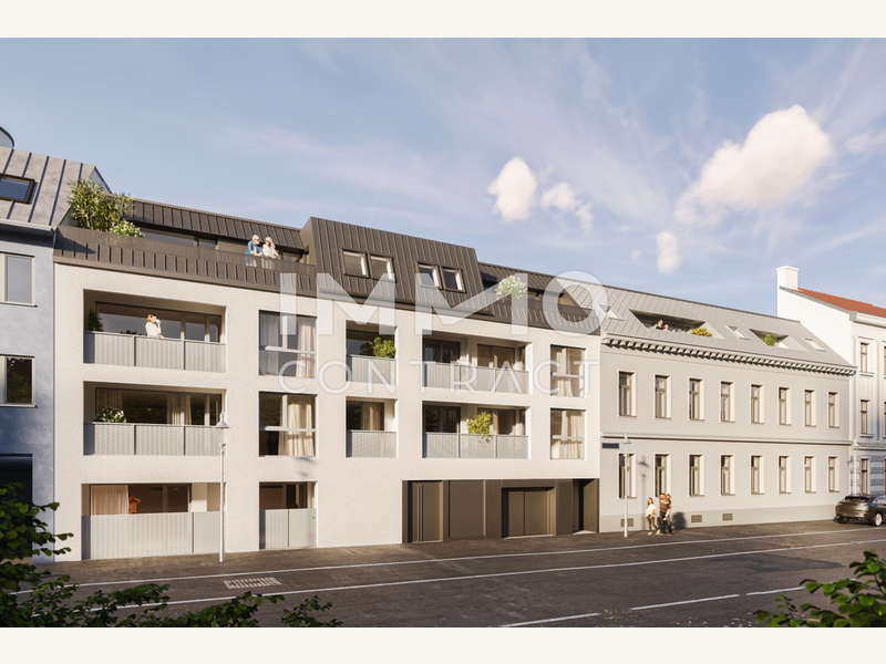 Straßenansicht IC Neubau Eingang und Autolift