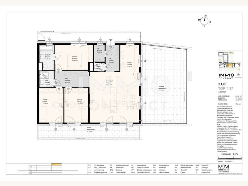 Dachgeschosswohnung Stockerau: 14.1.41 Top 1.37 Übersicht-1 14.1.41 Top 1.37 Übersicht-1