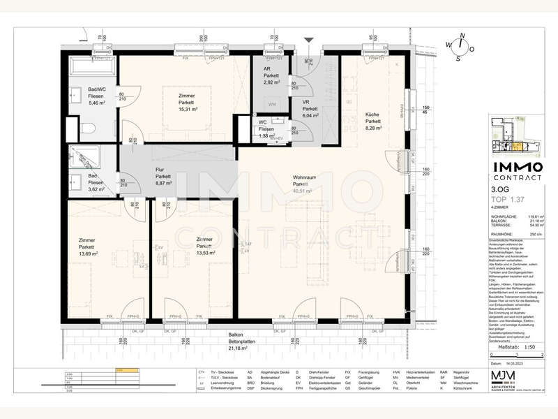 Dachgeschosswohnung Stockerau: 14.1.40 Top 1.37-1 14.1.40 Top 1.37-1