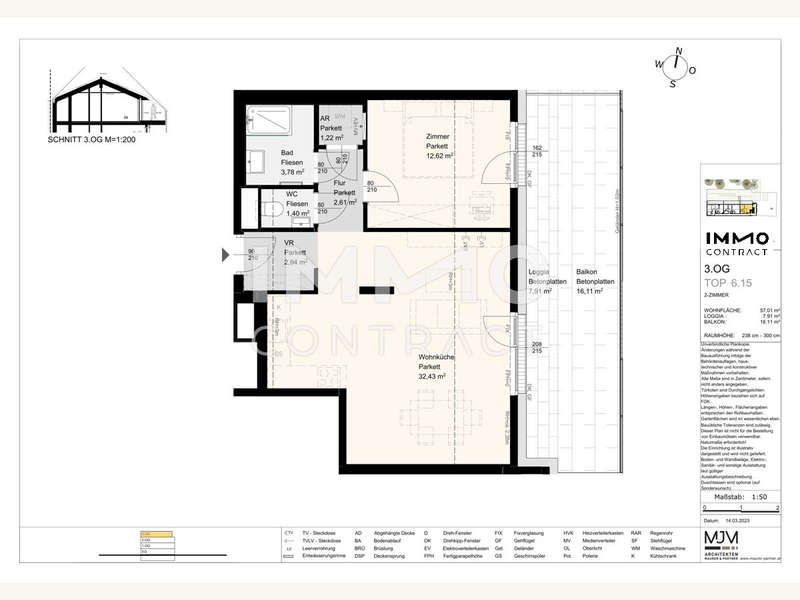 Dachgeschosswohnung Stockerau: 14.6.16 Top 6.15-1 14.6.16 Top 6.15-1