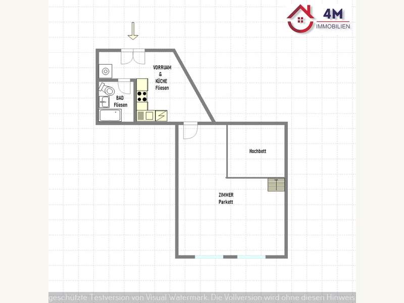 die Wohnung ist ca. 32 m2 groß
