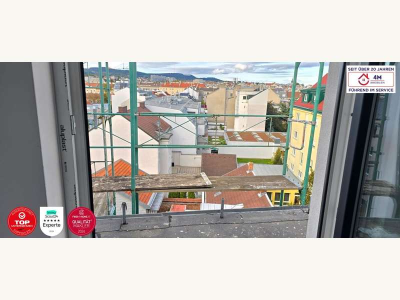 Dachgeschosswohnung Wien: Terrasenaussicht Terrasenaussicht