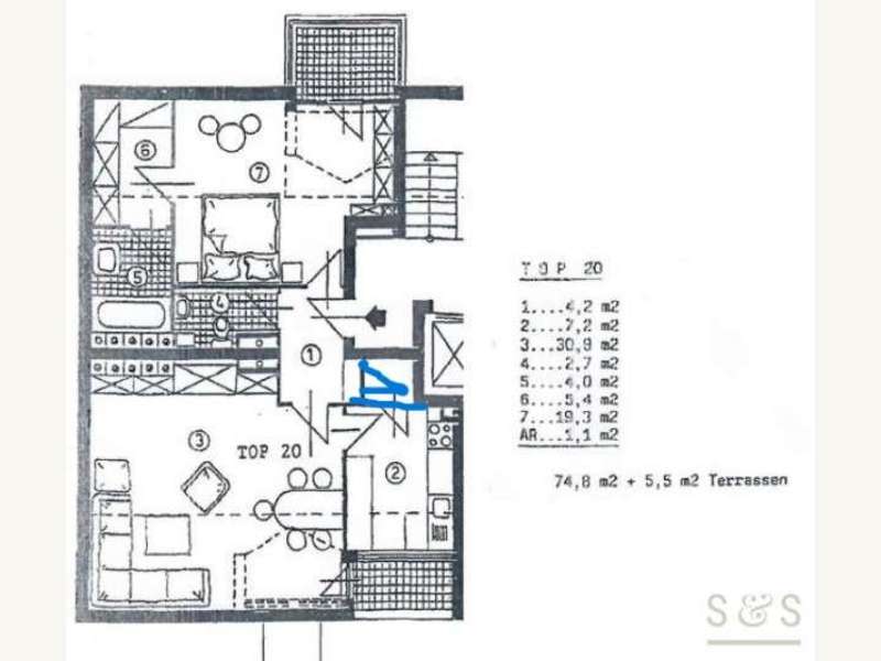 Eigentumswohnung Wien: Grundriss schematisch nachgebessert Grundriss schematisch nachgebessert