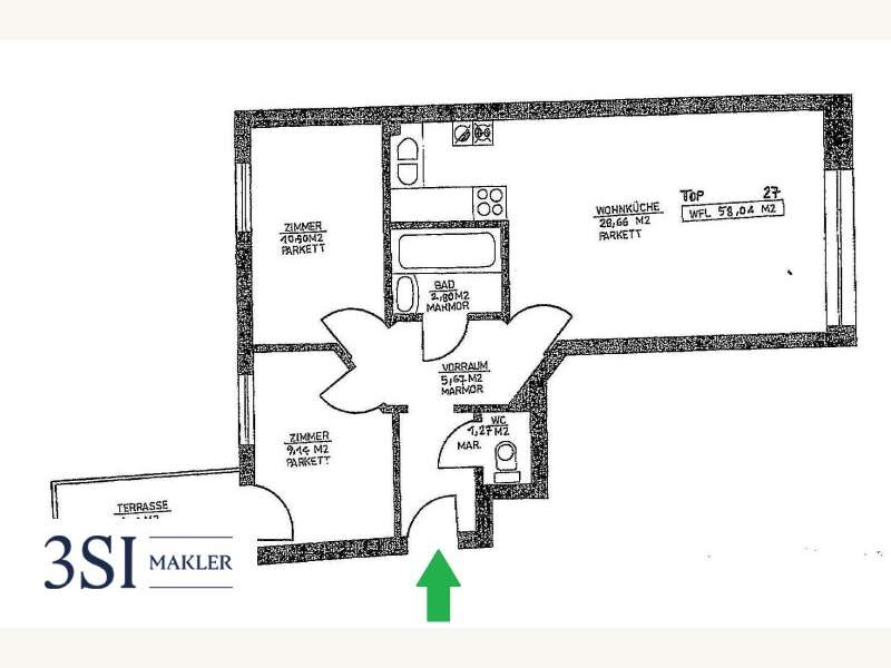 Grundriss 3 Zimmer-Variante